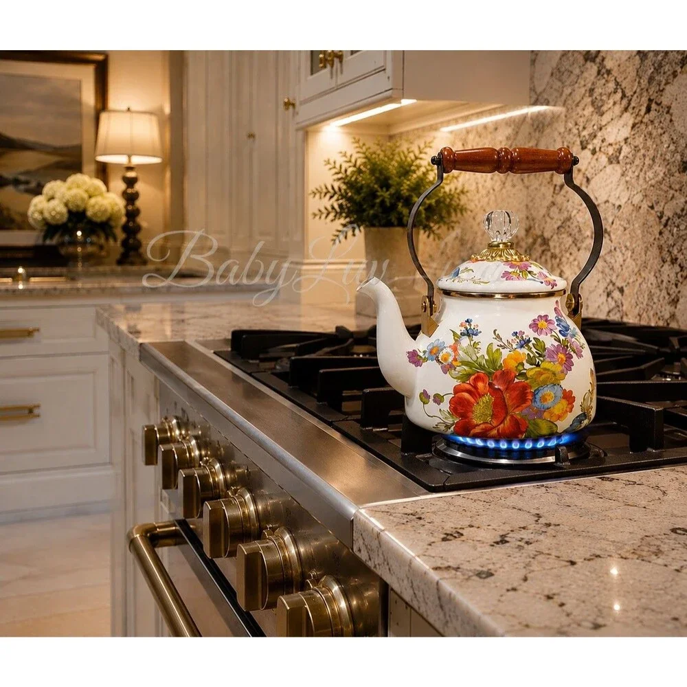 NEW MacKenzie-Childs White Flower Market 2-Qt. Tea Kettle NWOT NWOB MINT!!